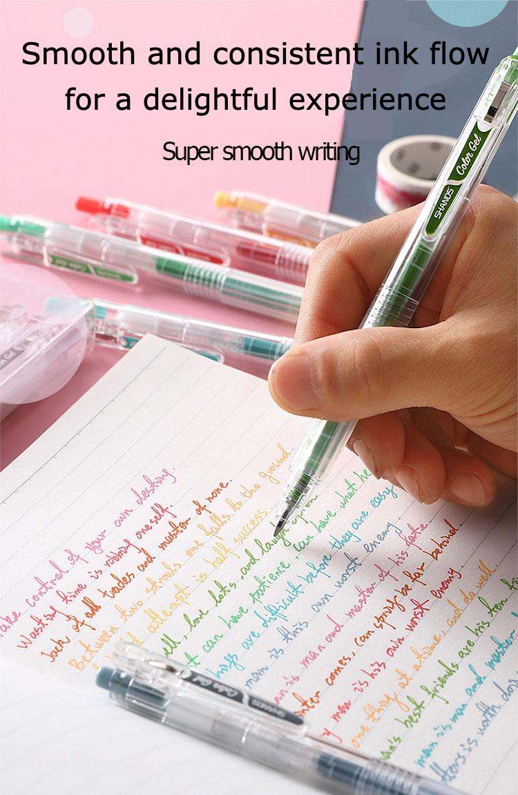 9 PCS Colored Gel Pens Set 0.5 mm Journaling Scrapbook Kawaii Ballpoint Pens Stationery Retractable Pen Office Accessories