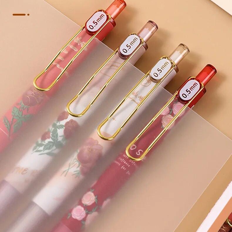 4 pcs/set Romantic Rose ST Tip Mechanical Gel Ink Pens School Office Writing Supplies Gift Stationery Art Supplies Cute Pen