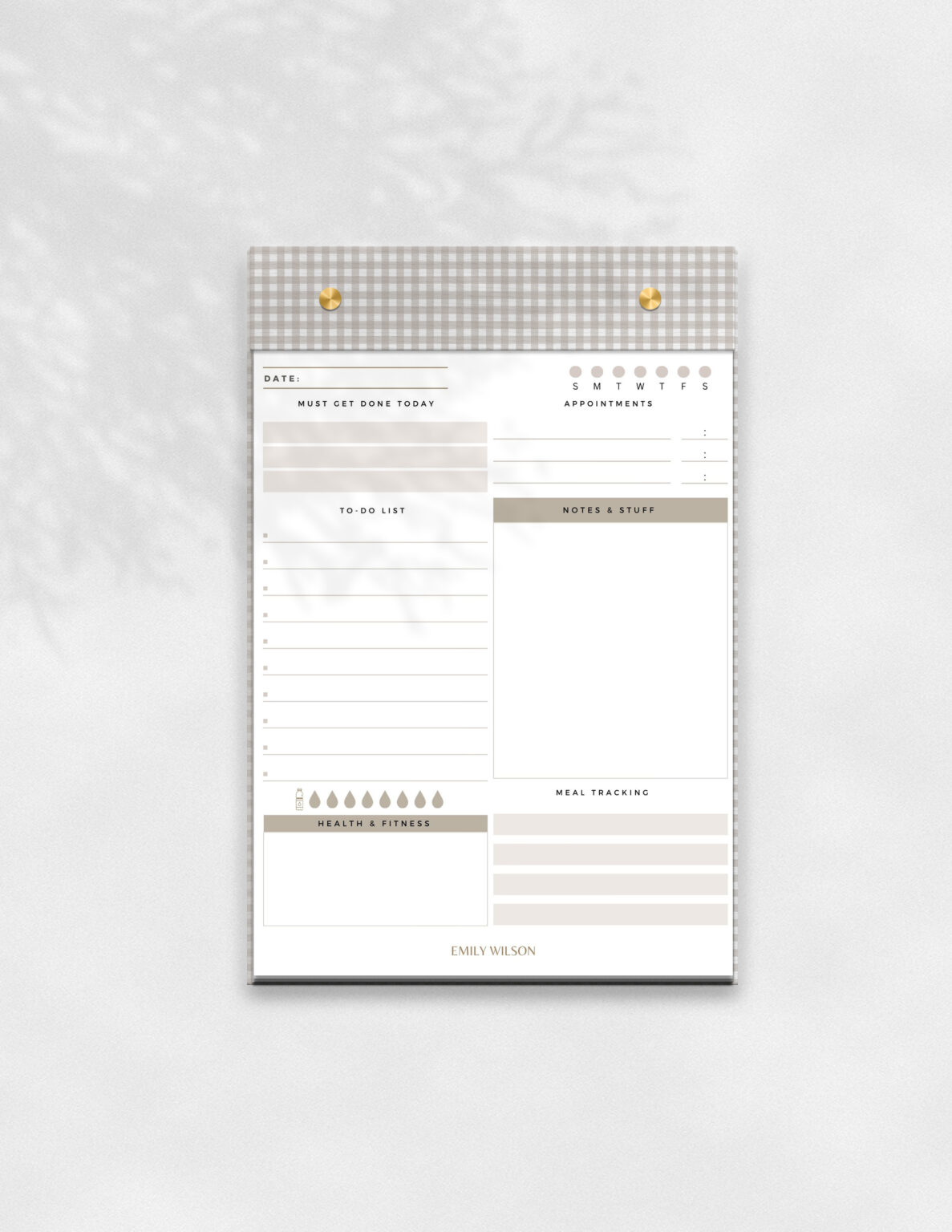 Personalized & Elegant Refillable Notepad - Gingham - Stationery Snobs